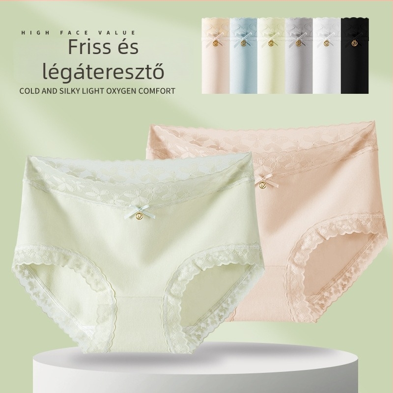 Női közepes derekú pamut alsóneműk, 40 darab, 7A mulberry silk aljával a keresztezésnél, antibakteriális és lélegző, háromszög alakú szabás