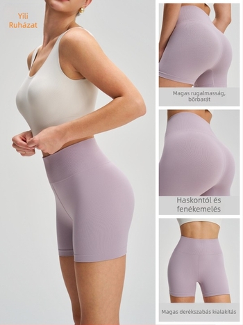 Női magas derekú jóga rövidnadrág, popsiel- emelés, gyorsan száradó nylon, 3/4 hossz, varrat nélküli