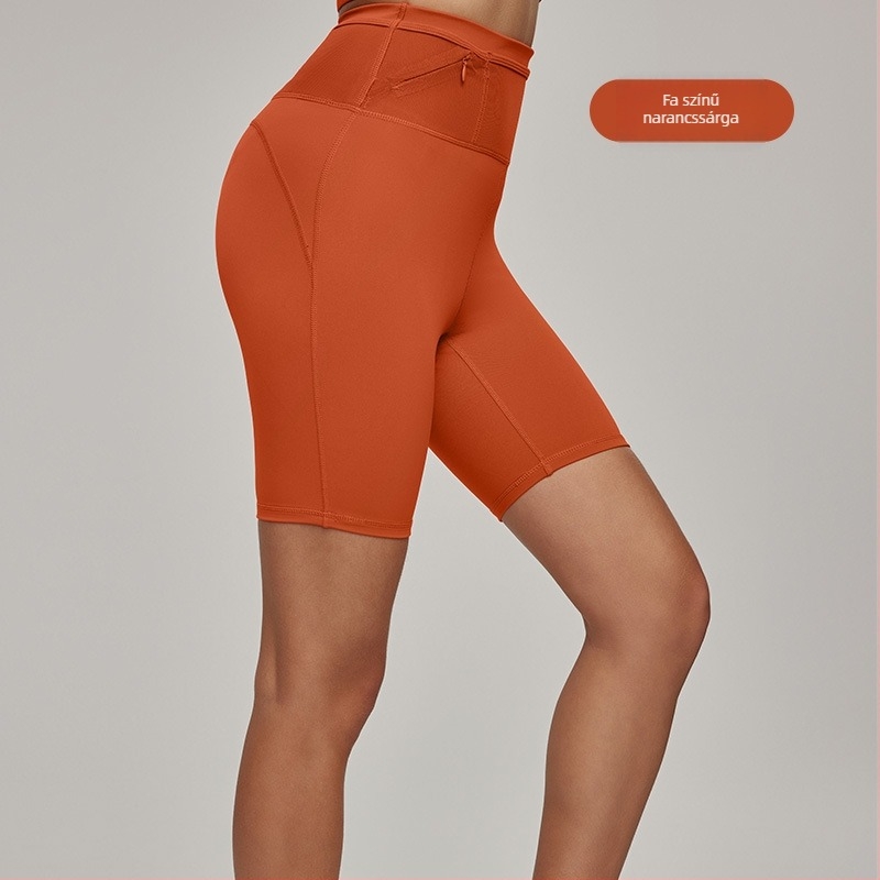 Női futó rövidnadrág derékzsebbel, antibakteriális bőrérzetű anyag, magas rugalmasság, 80% nylon, 20% spandex, jóga rövidnadrág