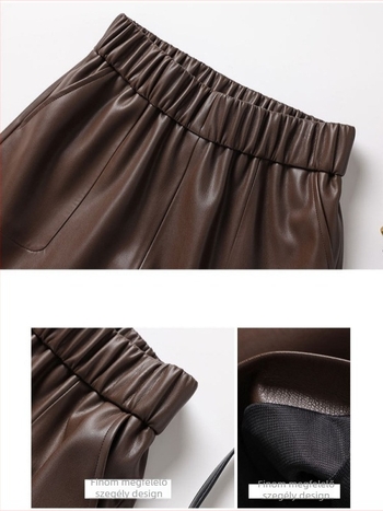 Női báránybőr rövidnadrág, magas derék, laza szabás, A-vonal, mikroelasztikus, őszi-téli 2025