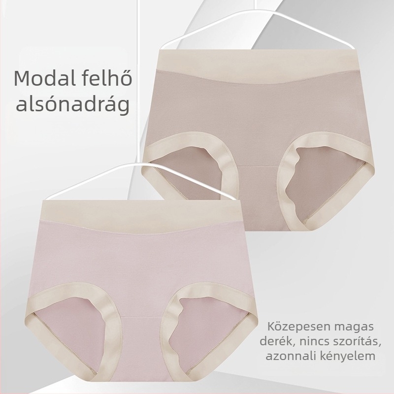 Modál női alsónemű, magas derékkal, hasi kontrollal, légies és antibakteriális, kötött anyag, 91% modál; bélés 95–100% regenerált cellulózrost
