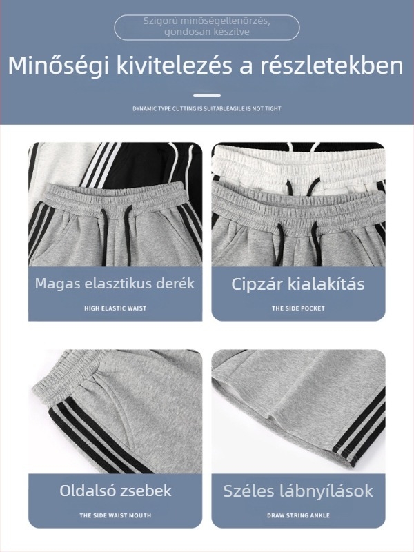 Női pamut sportshort, magas derék, széles szabású A-vonalú, könnyű anyag, nyár 2025