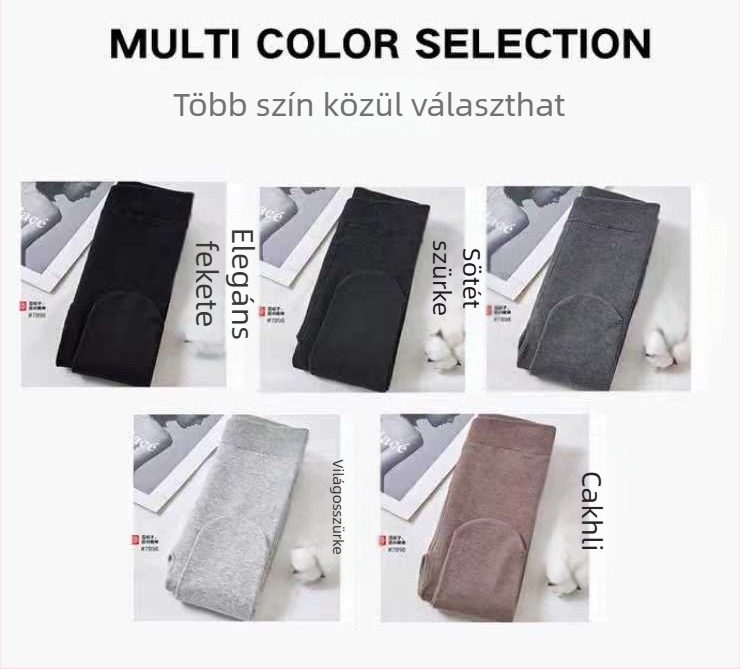 Magas derekú pamut egyrészes leggings fleece béléssel, egyszínű, fenékemelő hatás, anti-súrlódás, vastag, japán stílus