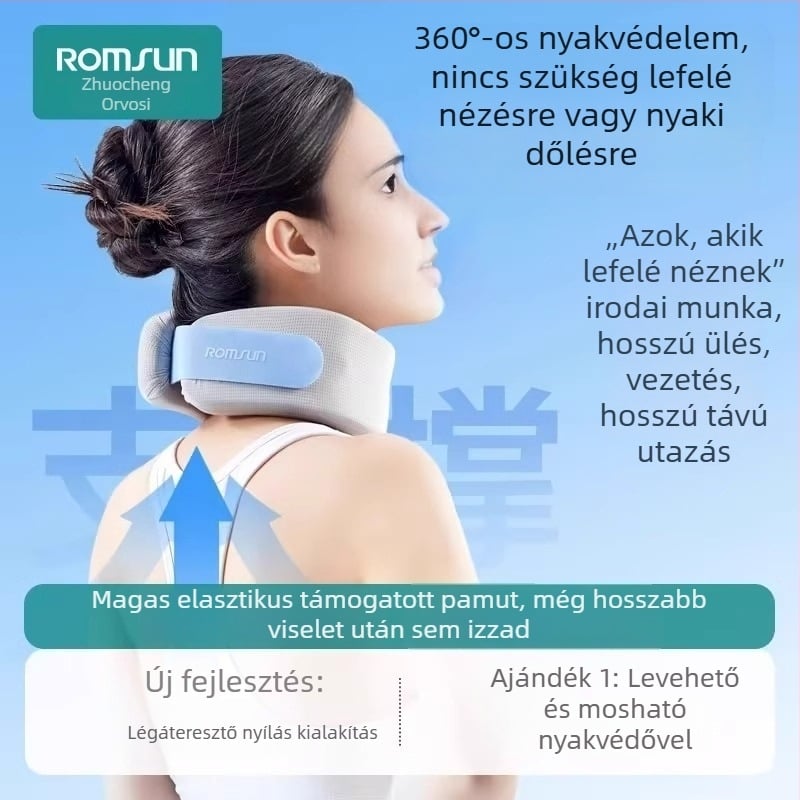 Nyakmerevítő otthoni fizioterápiához, trakcióval, nyaki gerinc tartás, nyakvédelem (Márka: Zhuo chen, Modell: neck brace)