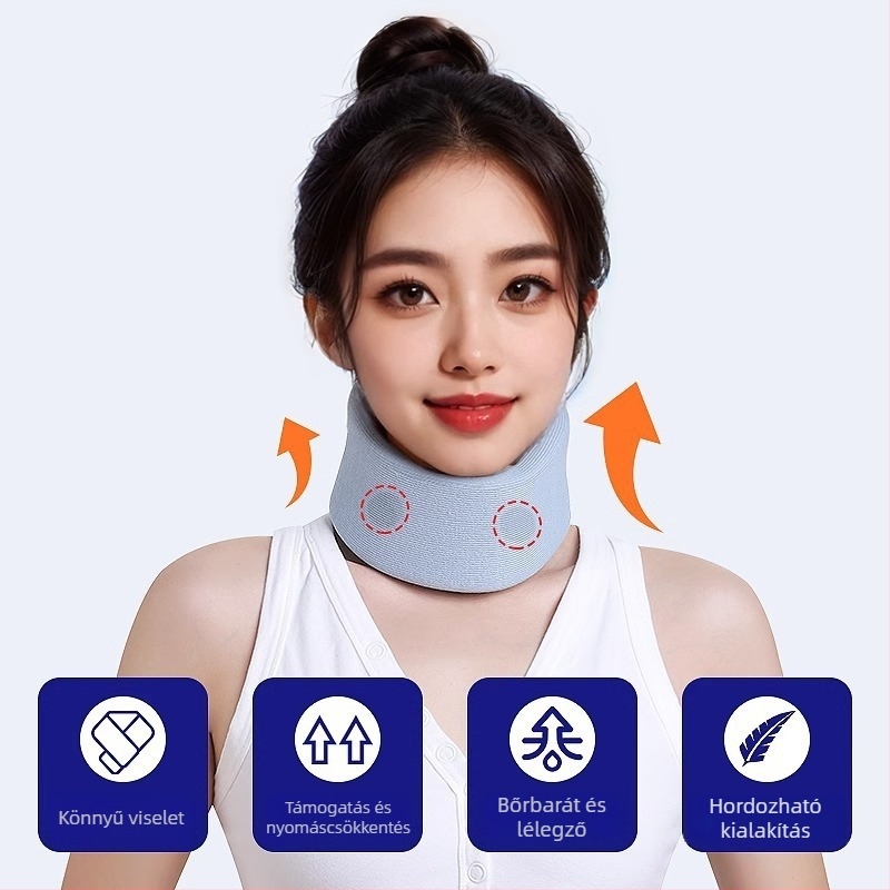 Nyakmerevítő otthoni fizioterápiához, trakcióval, nyaki gerinc tartás, nyakvédelem (Márka: Zhuo chen, Modell: neck brace)