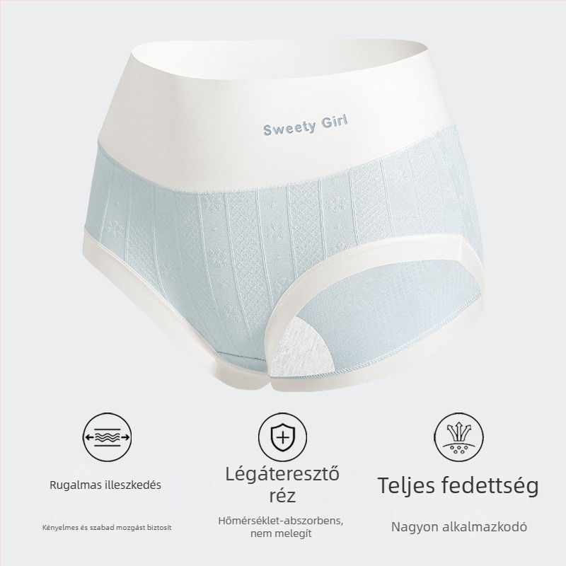 Női magas derekú jacquard pamut alsónemű, láthatatlan vonalak nélkül, haskontroll, légáteresztő, antibakteriális, bélés 100% pamut