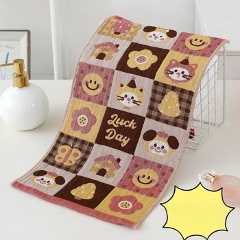 Gyermekeknek szóló pamut géz törölköző, Cartoon mintával, Jacquard szövés, 50 g