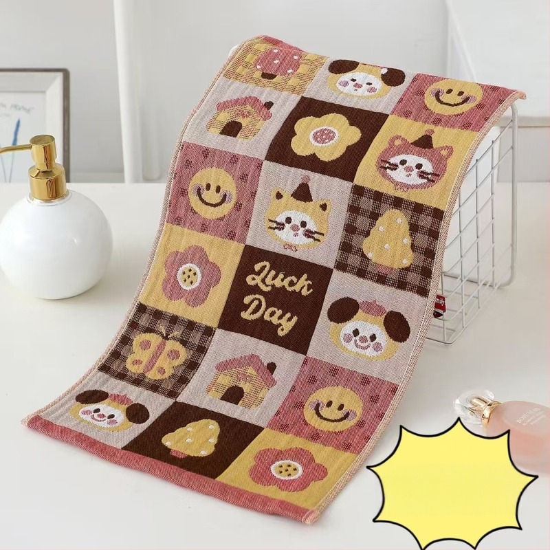 Gyermekeknek szóló pamut géz törölköző, Cartoon mintával, Jacquard szövés, 50 g