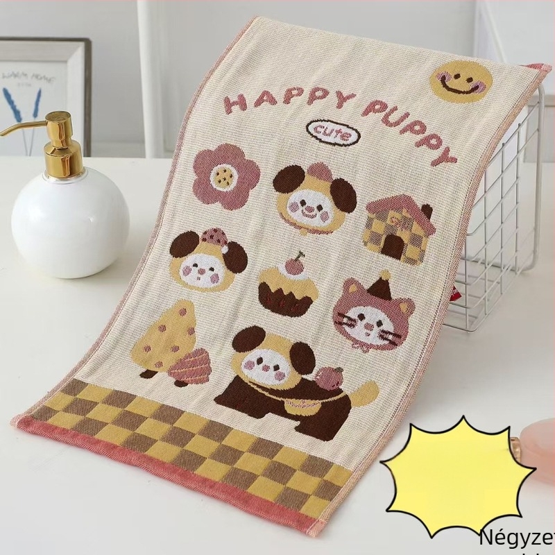 Gyermekeknek szóló pamut géz törölköző, Cartoon mintával, Jacquard szövés, 50 g