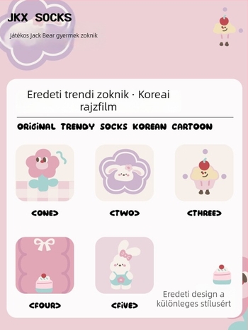 Gyerekeknek szóló varratmentes zoknik középmagas hosszúságú, pamut Jacquard, légáteresztő és nedvességfelszívó, 5 pár csomag