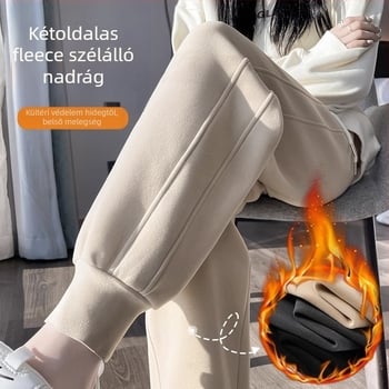 Női sportnadrág Chenille anyagból, vastag anyag, magas derék, egyenes szabás, őszi 2024.