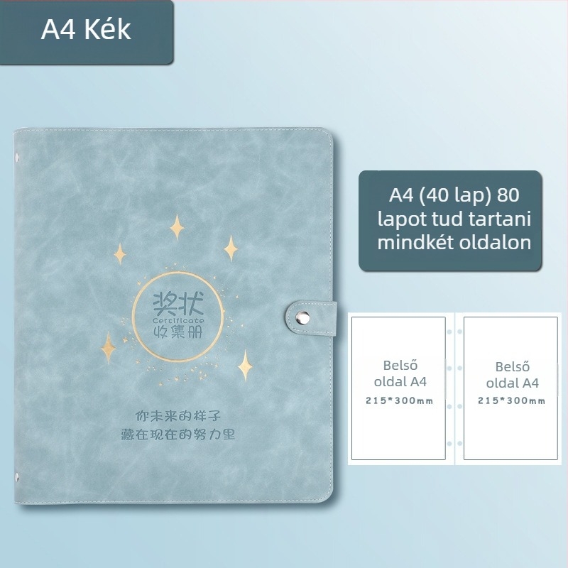 Bőrborítású bizonyítványgyűjtemény könyv, Avinar modell 05, 120 oldal, testreszabható, vastagság 4