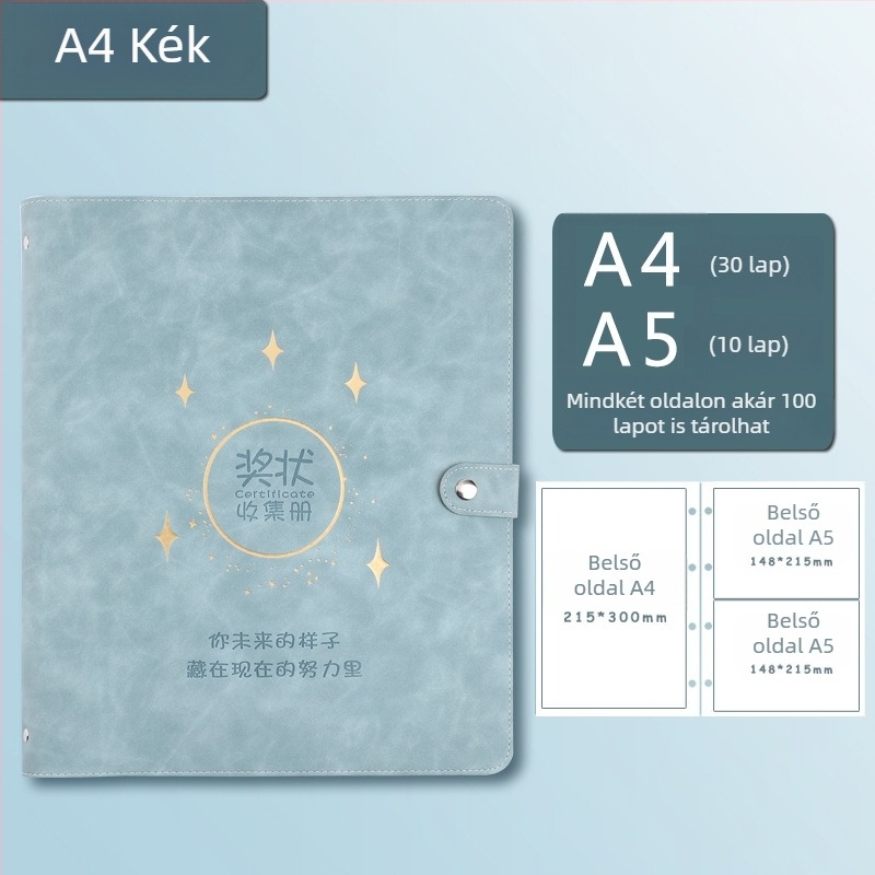 Bőrborítású bizonyítványgyűjtemény könyv, Avinar modell 05, 120 oldal, testreszabható, vastagság 4