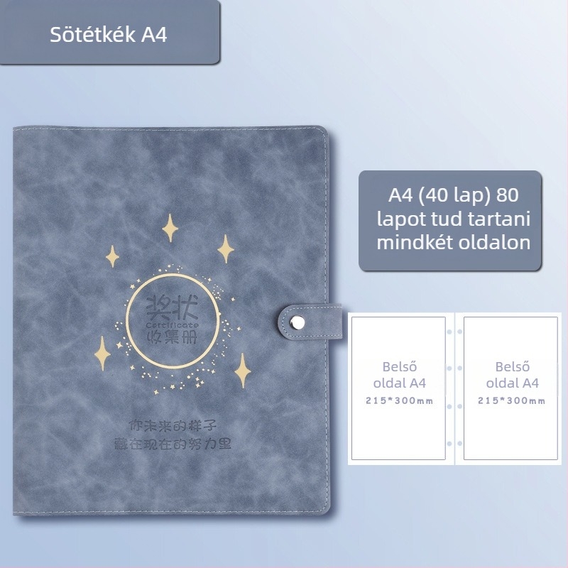Bőrborítású bizonyítványgyűjtemény könyv, Avinar modell 05, 120 oldal, testreszabható, vastagság 4