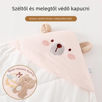 Újszülött részére 300 g 100% pamut takaró, töltet szintetikus rosttal, téli–ősz használatra, mintázat animációs