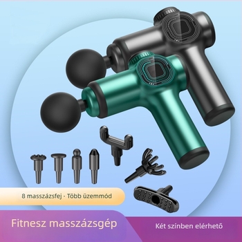 Mini fascia masszírozó, hordozható elektromos izommasszírozó LCD kijelzővel, kefés motor, 6+ fej, beépített akkumulátor 2000–4000 mAh, üzemidő 8–12 óra, zaj < 36 dB