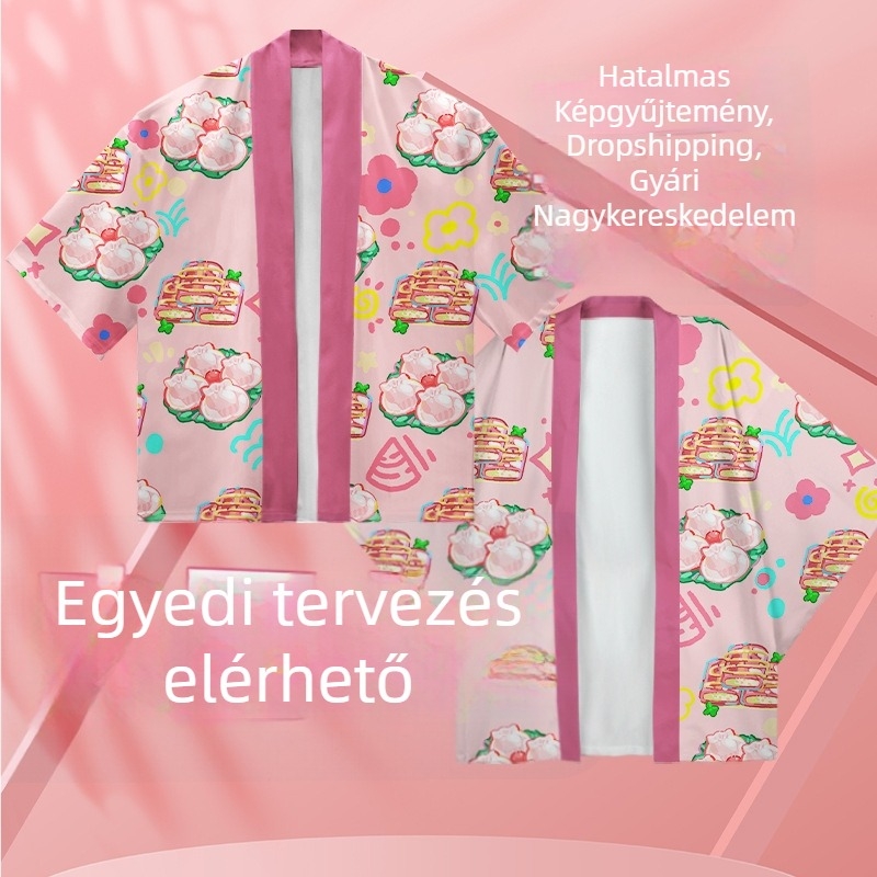 Japán stílusú Haori cosplay kardigán - chiffon anyag, 90% poliészter, bélés 90%, 2024 tavasz, márka Yicai