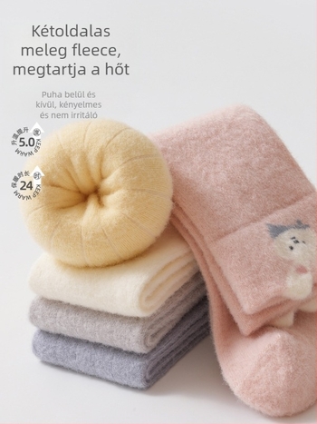 Újszülött nylon zokni hosszú csővel, vastagított, karikatúra mintával