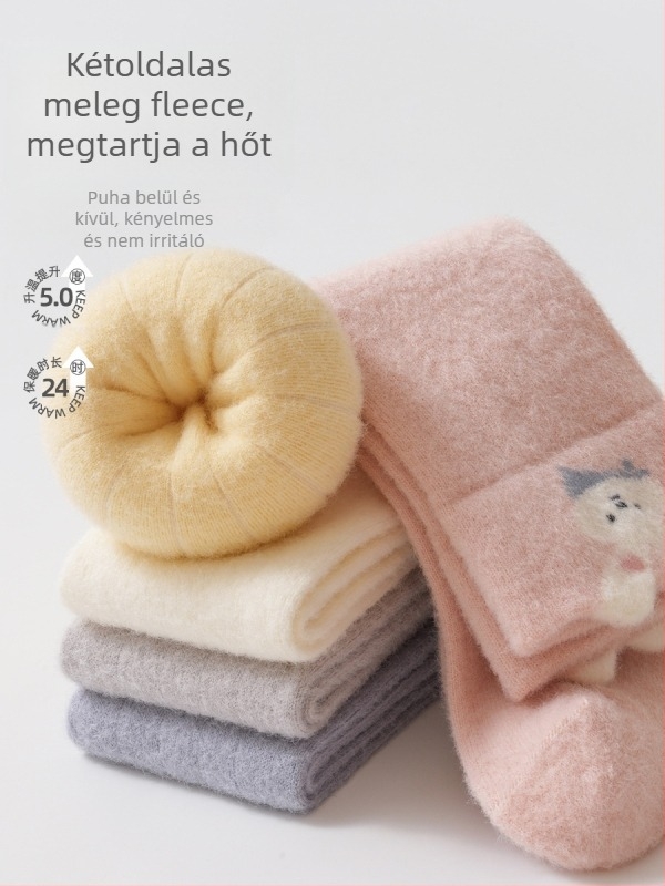 Újszülött nylon zokni hosszú csővel, vastagított, karikatúra mintával