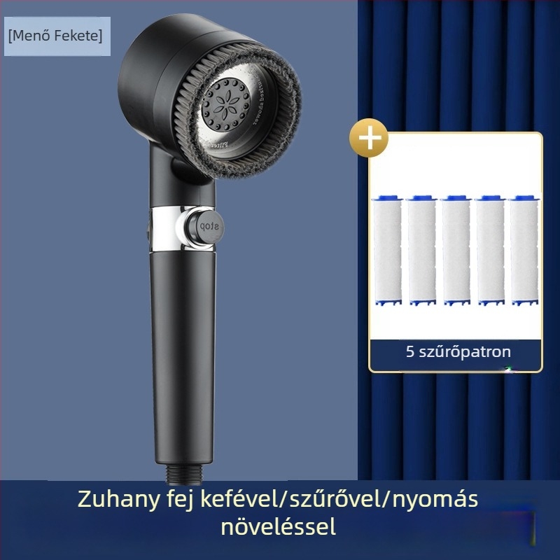 Kerek formájú nyomásos kézi zuhanyfej — ABS, 3-s gyorsaságú modell, üzemmódok: permetezés, masszázs és eső