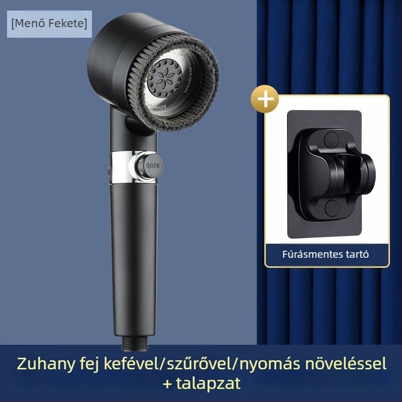 Kerek formájú nyomásos kézi zuhanyfej — ABS, 3-s gyorsaságú modell, üzemmódok: permetezés, masszázs és eső