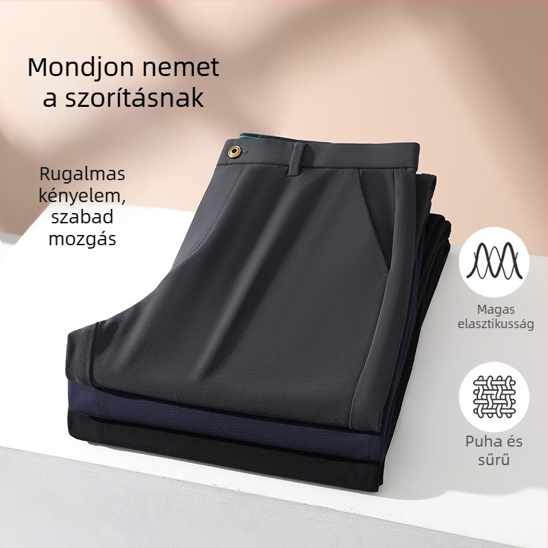 Férfiaknak vastagított, kényelmes egyenes nadrág, magas elasztikussággal, nylon-keverék anyagból, ősz 2025