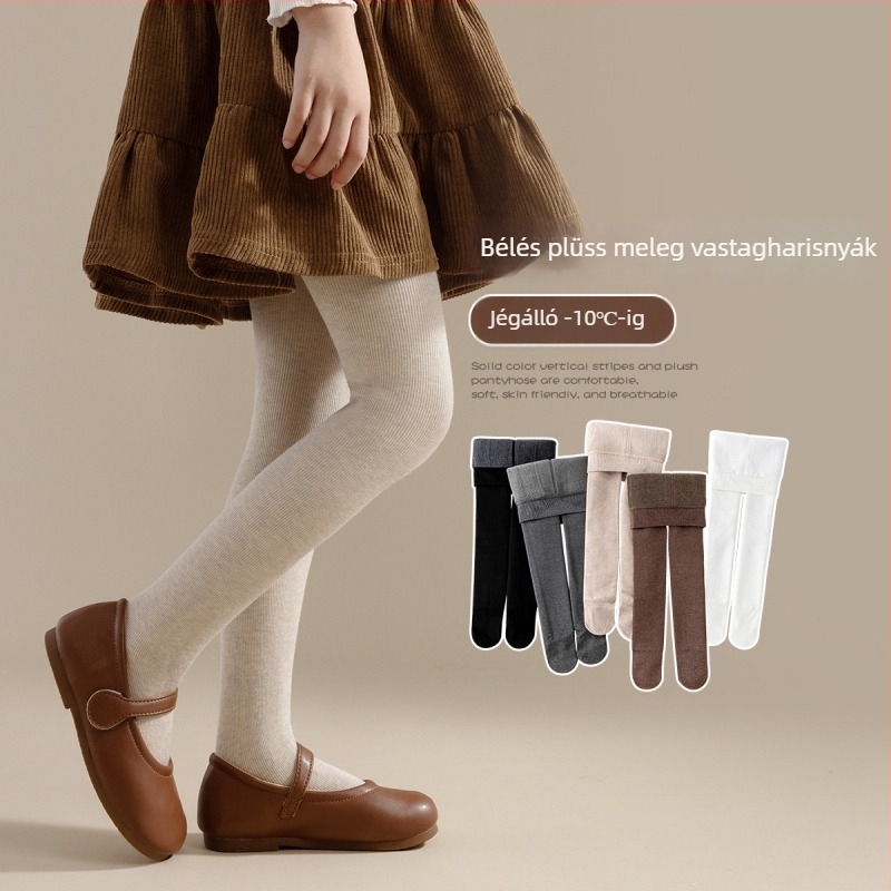 Gyerekeknek téli vastag harisnya, egyszínű, 3–8 év, poliészter
