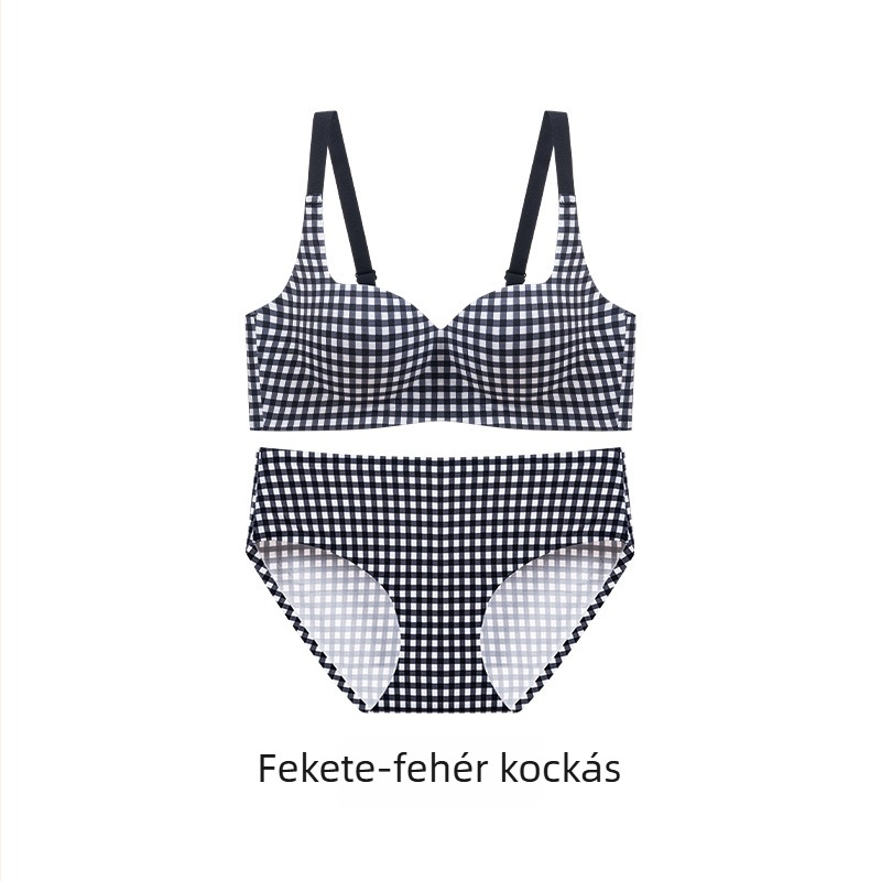 Nylon női melltartó készlet, 3/4 kosár, vastag formázott kosár, rögzített vállpántok, hátsó háromsoros zár, belső spandex bélés