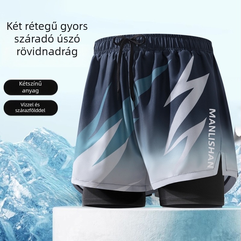 Férfi úszónadrág, gyorsan száradó és lélegző, poliészter/spandex (85%/15%), bélés 95% poliészter, 5% spandex, mintás, úszáshoz és vízi sportokhoz