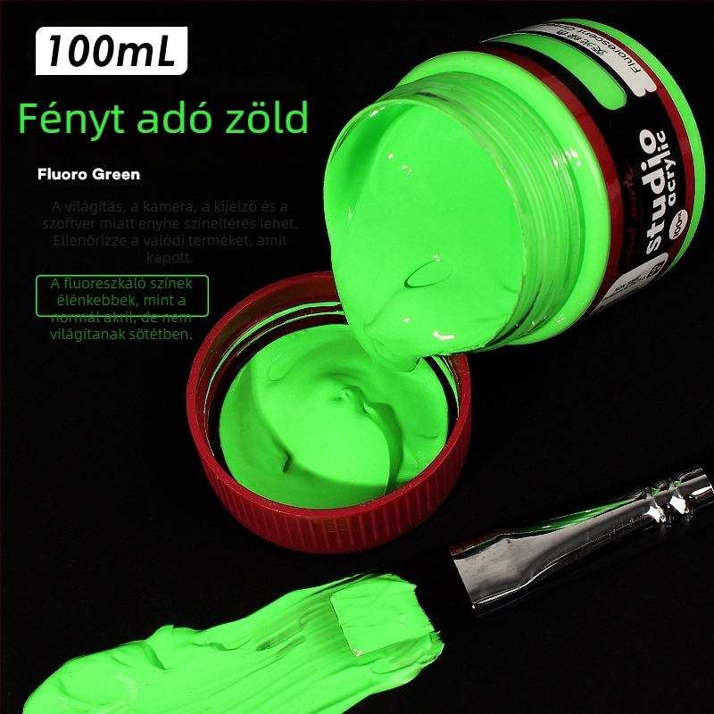 Monde fémes fényes fluoreszkáló akrilfesték – 100 ml, vízálló, nem toxikus, egy üveg, kézzel festett faliképekhez és DIY projektekhez