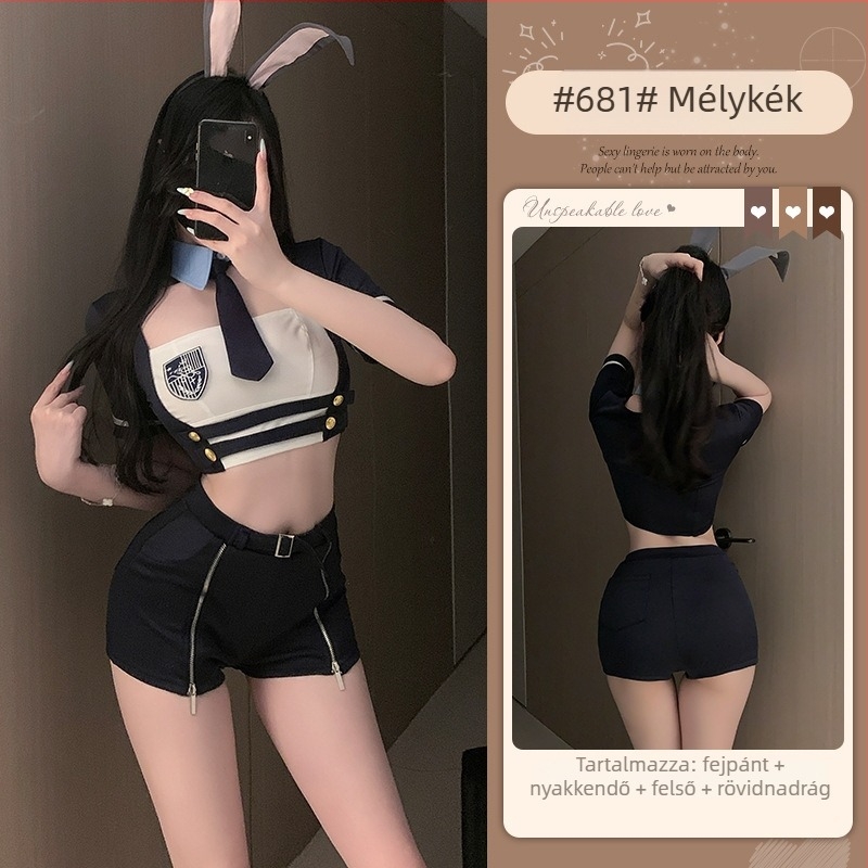 Halloween cosplay ruha: szexi nyuszi rendőr, poliészter-spandex keverék, női modell, 2025 nyár, 18–24 éves korosztály, márka Xianyi