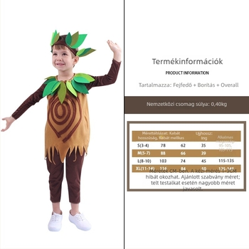 BSRLONS Uniszex gyerekeknek tervezett színpadi jelmez fa alakú – 100% poliészter, hétköznapi előadásokhoz, 17 év alattiaknak