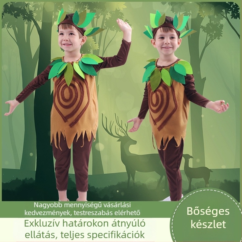 BSRLONS Uniszex gyerekeknek tervezett színpadi jelmez fa alakú – 100% poliészter, hétköznapi előadásokhoz, 17 év alattiaknak