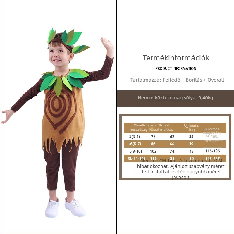 BSRLONS Uniszex gyerekeknek tervezett színpadi jelmez fa alakú – 100% poliészter, hétköznapi előadásokhoz, 17 év alattiaknak
