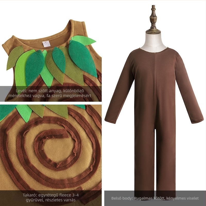 BSRLONS Uniszex gyerekeknek tervezett színpadi jelmez fa alakú – 100% poliészter, hétköznapi előadásokhoz, 17 év alattiaknak