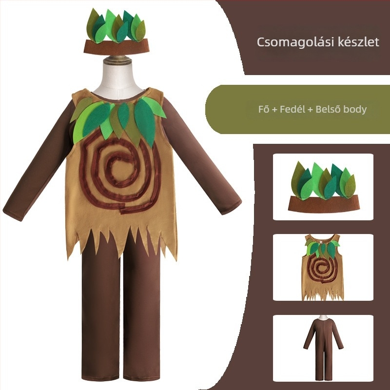 BSRLONS Uniszex gyerekeknek tervezett színpadi jelmez fa alakú – 100% poliészter, hétköznapi előadásokhoz, 17 év alattiaknak