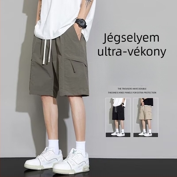 Férfi sport shortok, Ice Silk gyorsan száradó nylon, mikroelaszticitás, egyenes szabás, nyár 2025