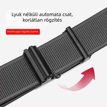 Férfi bőrszíj üzleti stílushoz automata csattal, első réteg marhabőrből, szélesség 2–4 cm, csatt: ötvözet