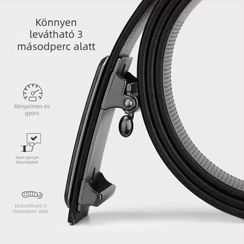 Férfi bőrszíj üzleti stílushoz automata csattal, első réteg marhabőrből, szélesség 2–4 cm, csatt: ötvözet