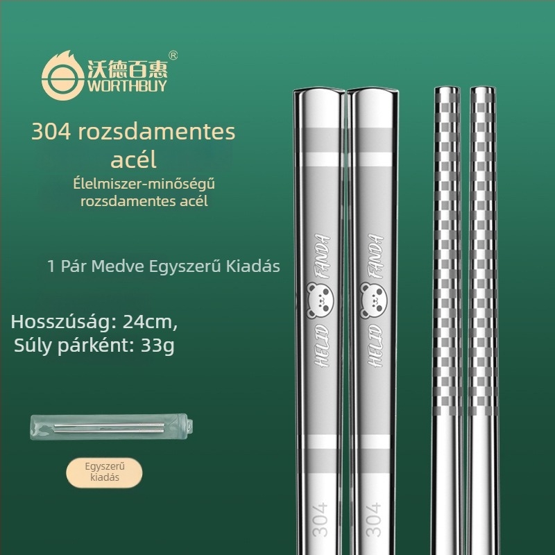316 rozsdamentes acél evőpálcikák, négyzetes, hosszú, csúszásmentes, penészálló, mesefigurás mintával, háztartási étkészlet