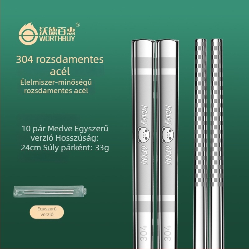 316 rozsdamentes acél evőpálcikák, négyzetes, hosszú, csúszásmentes, penészálló, mesefigurás mintával, háztartási étkészlet