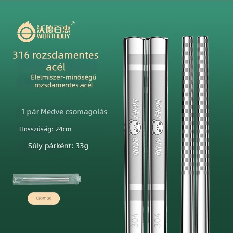 316 rozsdamentes acél evőpálcikák, négyzetes, hosszú, csúszásmentes, penészálló, mesefigurás mintával, háztartási étkészlet