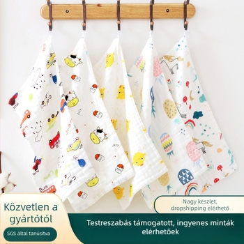 Hatrétegű baba törölköző, nedvszívó, puha, mintás, 100% pamut