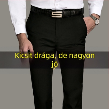 Férfi egyenes szabású nadrág — könnyű üzleti stílus, munkára, 40% poliészter keverék
