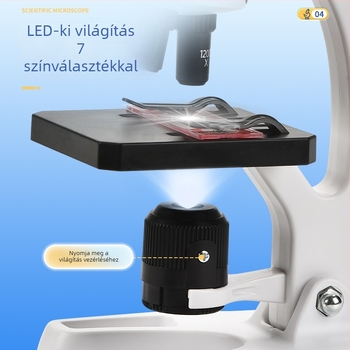 Asztali optikai biológiai mikroszkóp gyerekeknek, 1200x nagyítás, műanyag játék, 7–14 éveseknek, csomagolás: kartondoboz