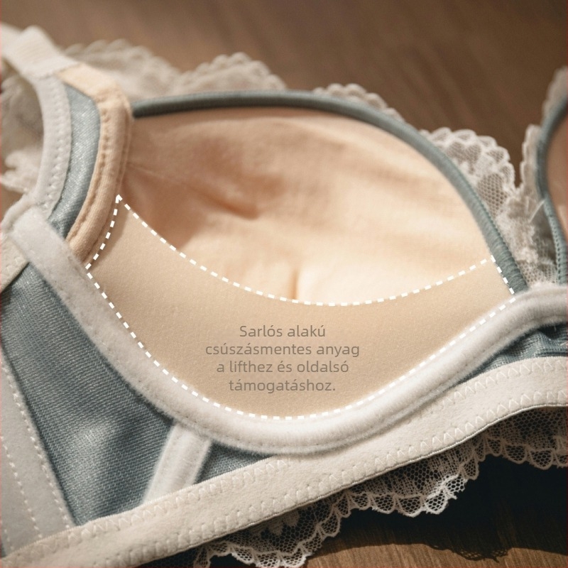 Nylon csipkés melltartó kis mellekhez, 3/4 kosár, középső mold kosár, push-up, oldalsó tartás, állítható pántok, kényelmes, hátul négy horoggal záródó