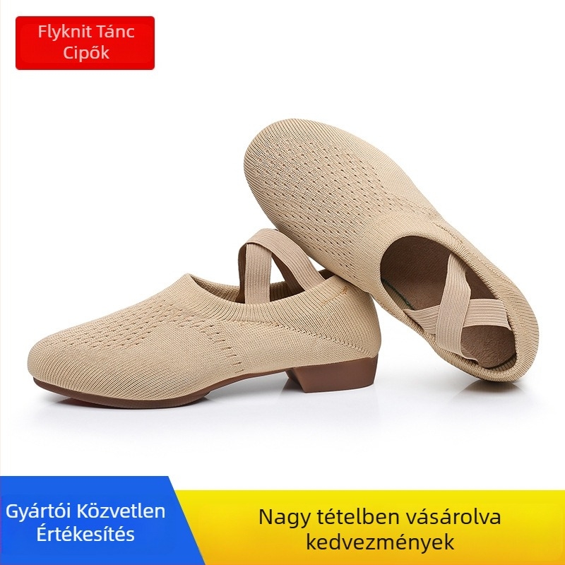 Női tánc cipő négyzetes táncokra, hálós felsőrész, lélegző, balethez és táncmozdulatokhoz