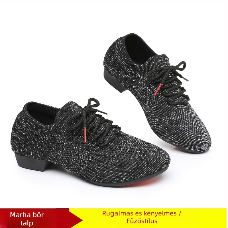 Női tánc cipő négyzetes táncokra, hálós felsőrész, lélegző, balethez és táncmozdulatokhoz