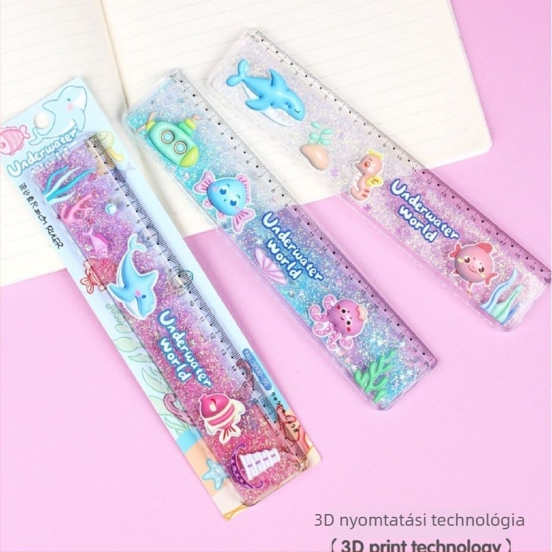 Műanyag vonalzó, modell 3000, 55 g, logó nyomtatás, testreszabás