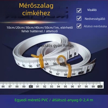 Öntapadós, átlátszó vonalzó matrica, vízálló centiméteres skálával